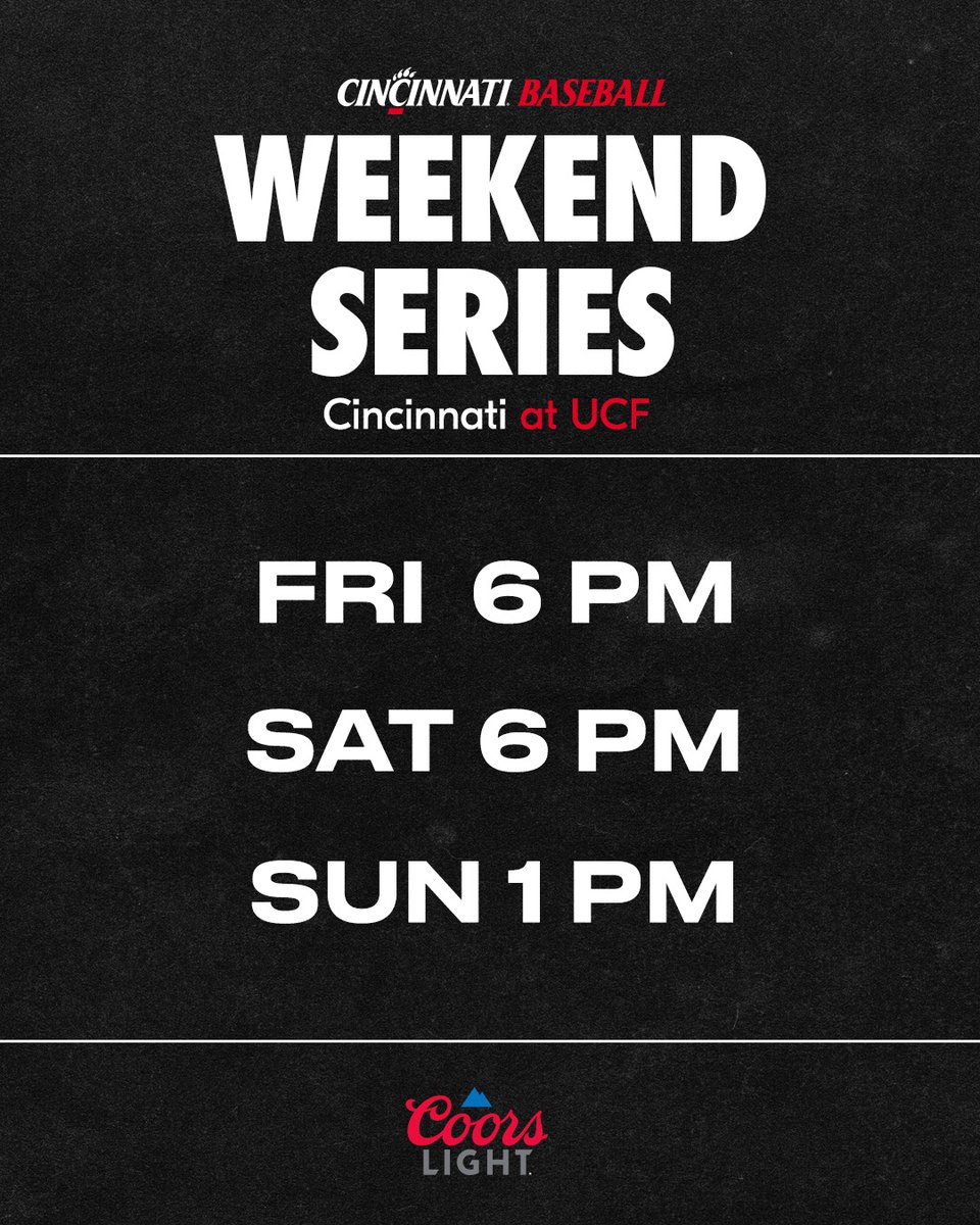 Away series this weekend for @GoBearcatsBASE! Where are you chilling at this weekend? #Bearcats | @CoorsLight