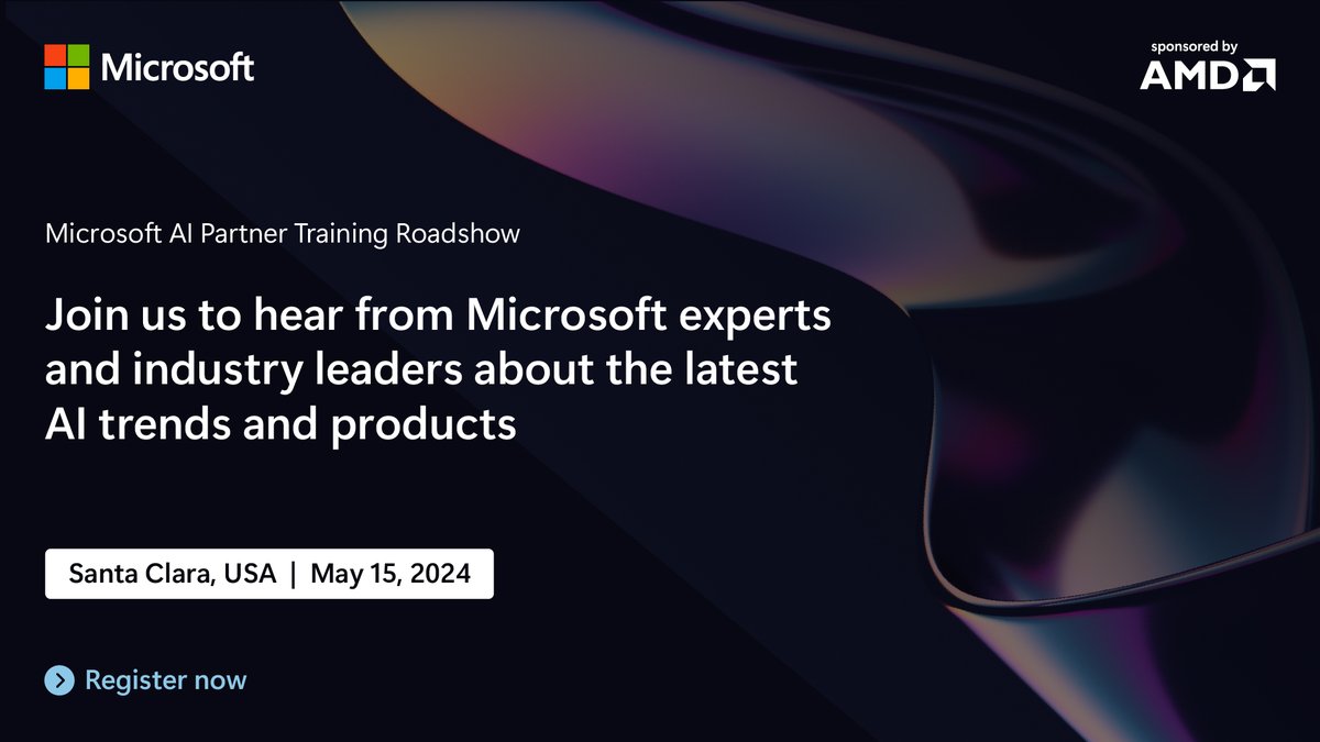 Discover the latest in the era of AI at the Microsoft #AI Partner Training Roadshow in Santa Clara on May 15. Register today. #MSPartner #MSAIRoadshow 

bit.ly/4bcPq0L  

(Sponsored)