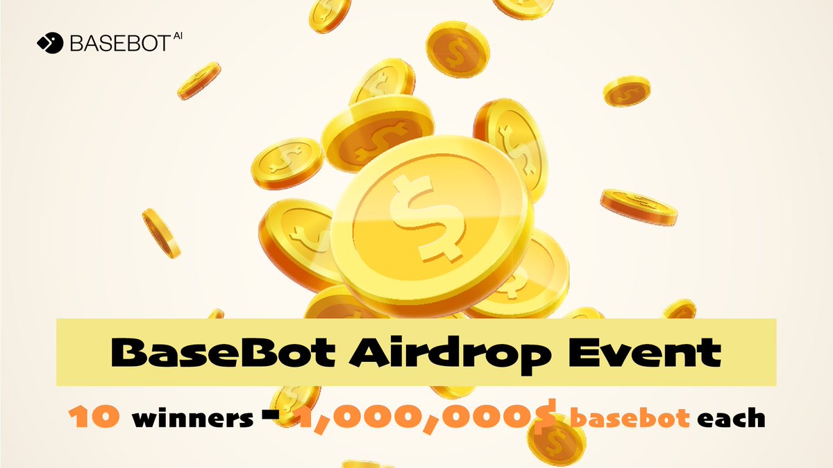 Basebot_AI's tweet photo. 🪂BASEBOT SUPER AIRDROP EVENT🪂
Wait is Over🏁Let's celebrate the first BURN together! Get ready to scream your lungs out!🫁

💙Follow @Basebot_AI
💙RT+❤️
💙Drop your base wallet address in the comments

🪂10 lucky winners will get 1 million $basebot each
⏰72h
#Airdrop #BASEMEME https://t.co/KanqXJNy7u