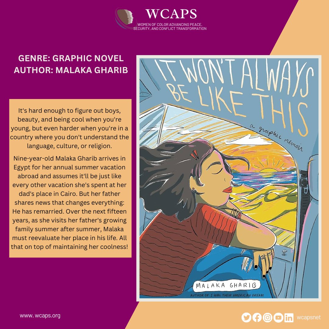 As we continue to celebrate Arab American Heritage Month, we shift to the voices of Arab American women authors. Today we are highlighting Malaka Gharib. Take a look at the graphic novel by Malaka Gharib. #WCAP #ArabAmericanHeritageMonth #WPS