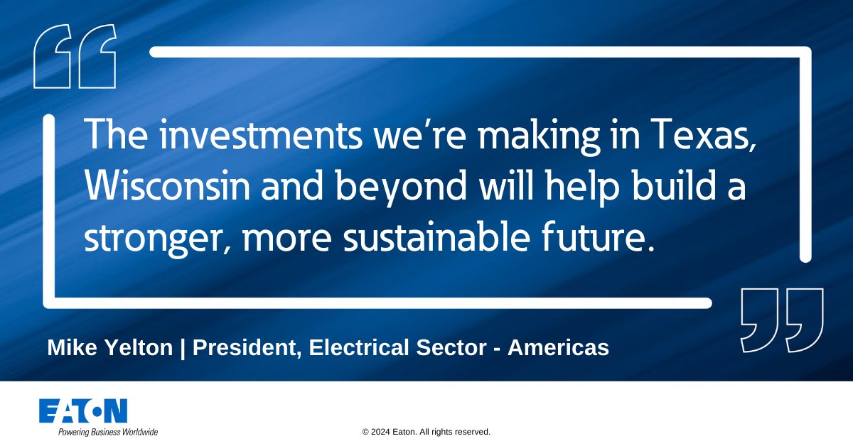 We’re proud to be included in the U.S. government’s first round of 48C advanced energy project tax credits. This award supports our clean energy workforce training and manufacturing investments in Texas and Wisconsin. Learn more: eaton.works/3UwZo7z #StrongerFuture