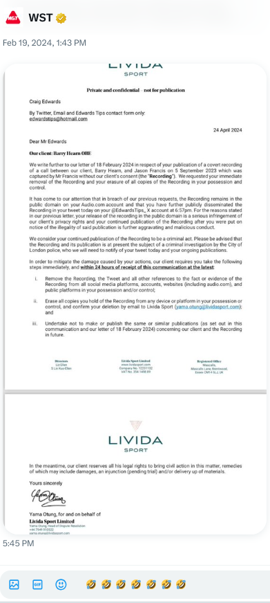 EdwardsTips_'s tweet photo. #WorldSnookerChampionship #Snooker 

If @WeAreWST want their "right of reply", they have always ignored.  

Opting to try and intimidate is not an option!

Happy for retweets likes and comments https://t.co/i74LixKxvy