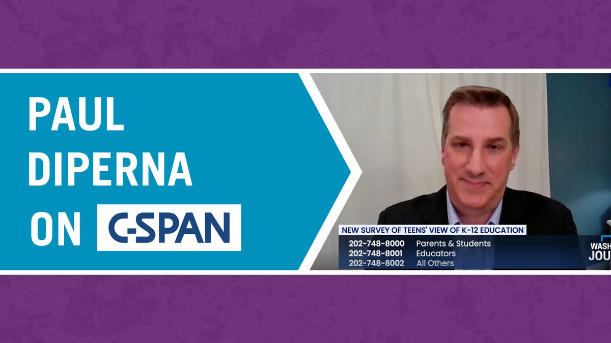 EdChoice vice president of research and innovation @pauldiperna was a guest on C-SPAN to discuss findings from our recent survey of America's teens. Watch the segment here: c-span.org/video/?535038-…