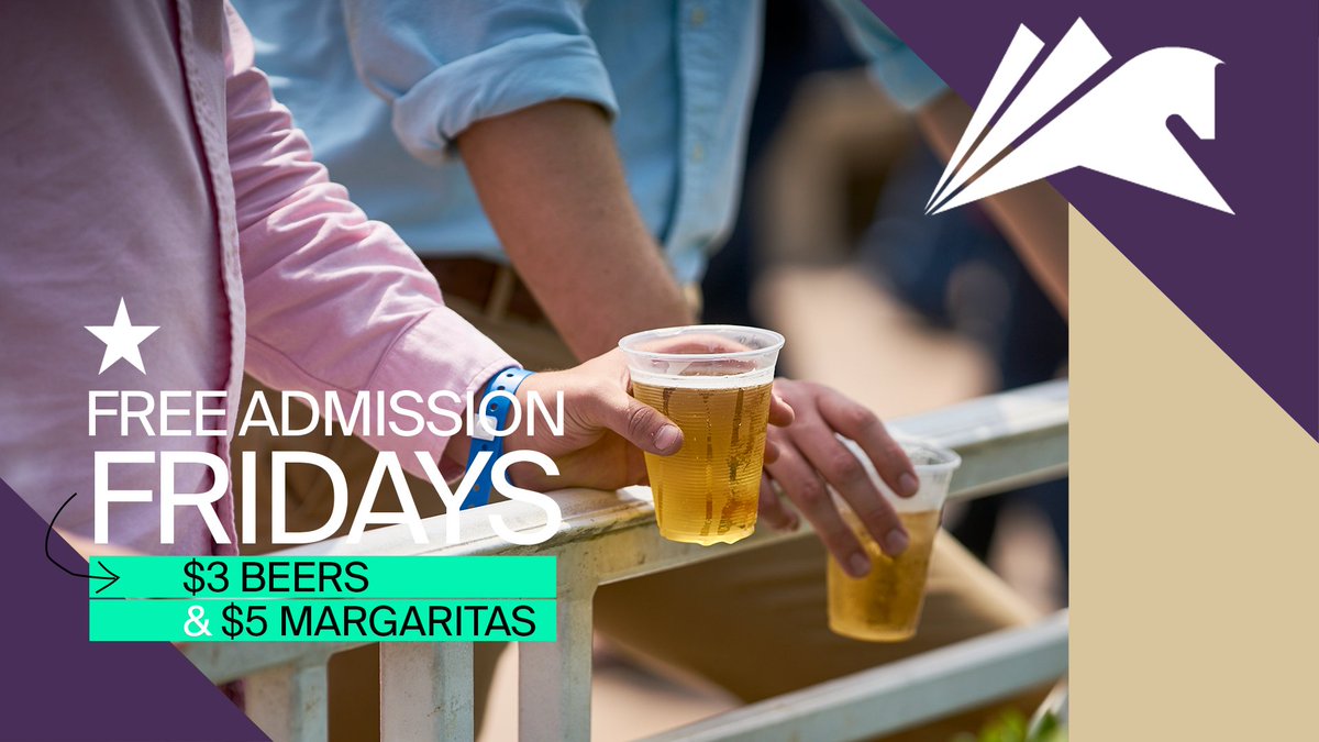 Free Friday: Every Friday during the Hollywood Meet, enjoy $3 Beers, $5 Margaritas, free parking & admission all day! 🍻🏇 Learn More 👉 bit.ly/3QkeFWZ