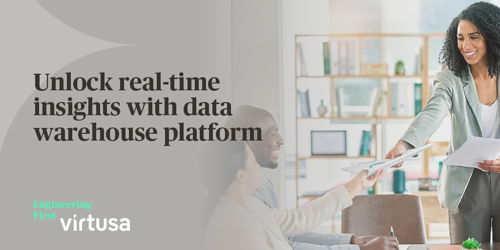 Leverage Virtusa's #DataWarehouse platform to unlock real-time insights, enhance security, and fuel business growth! Our scalable solutions empower organizations to harness the full potential of their #BigData: splr.io/6015YJ8uT #EngineeringFirst