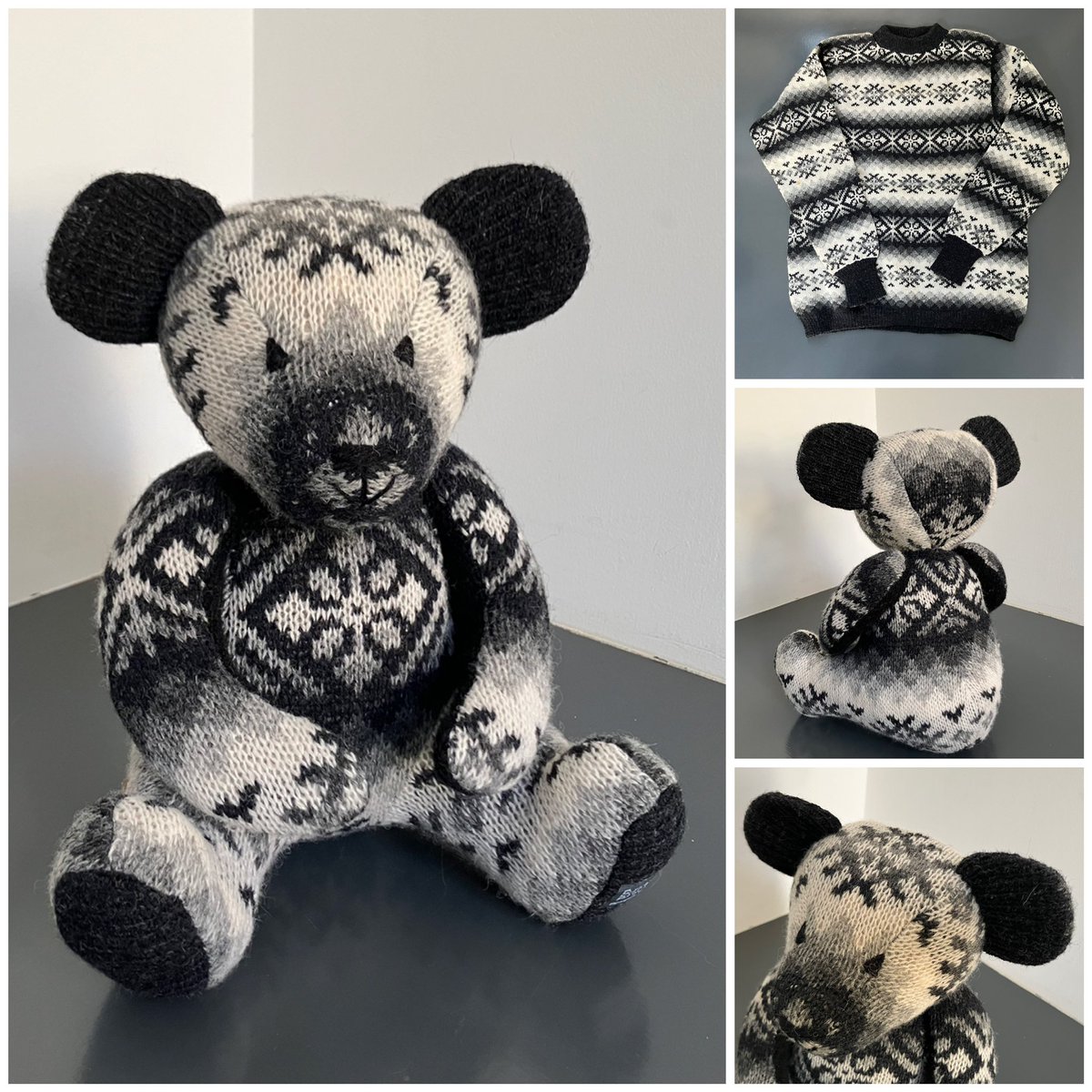 Burra Bear commissions: Burra Bear made from a beautiful Fair Isle jumper with lots of sentimental value #burrabears #shetland