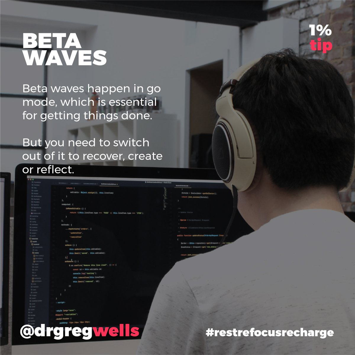 Rest Refocus Recharge Tactic: Create Beta Waves

Have questions about how to focus better? Ask Dr Greg’s GPT: bit.ly/DrGregsGPT.

#restrefocusrecharge #sharpenyouredge #mentalhealth #breathe #wellness #mindset #brain #creativity #mindful #meditation