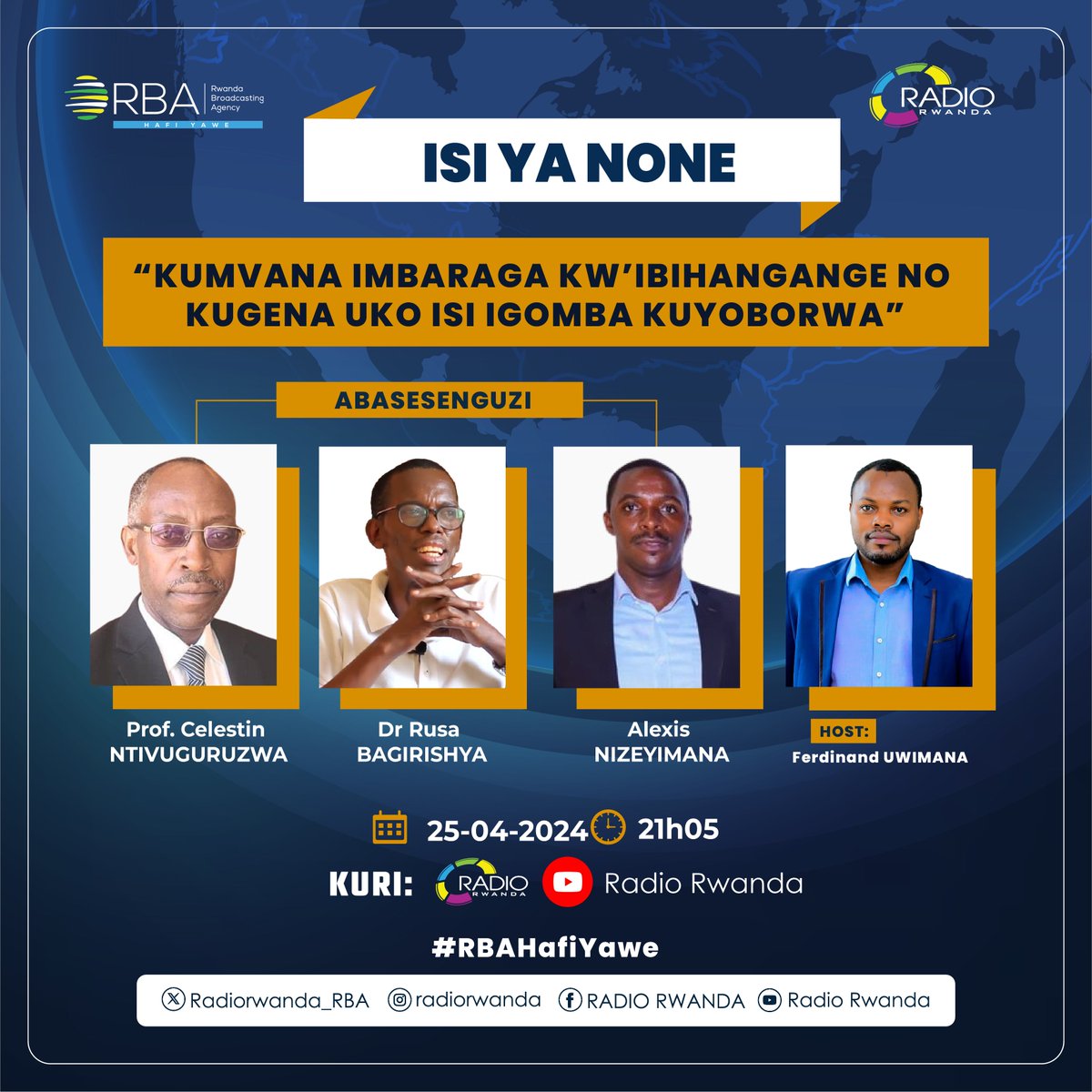 'ISI MU MITEGEKERE MISHYA' #RwOT, Mu #ikiganiro📻ISI YA NONE📻@Radiorwanda_RBA turasesengura ‘Kumvana imbaraga kw’ibihangange no kugena uko isi igomba kuyoborwa.’ YouTube: youtube.com/live/iPcT31W5Q… #NewWorldOrder @harerimana_tito @Ishimwe71 @kanisekere