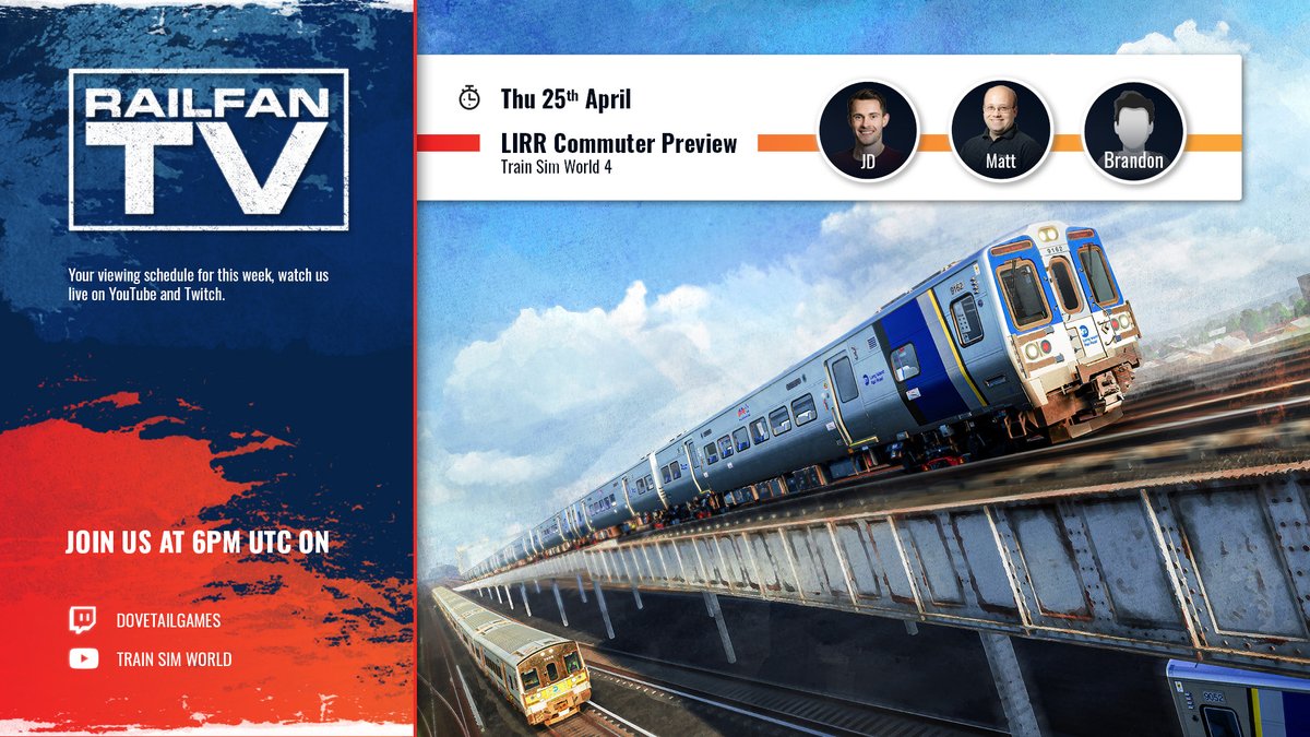 📣 RailFan TV is LIVE 📣 Join Matt, JD and a special guest from the BETA team as they take you through the Long Island Railroad: Commuter route 🇺🇸 Watch 👉 youtube.com/live/fPGwTApeI… #TrainSimWorld4