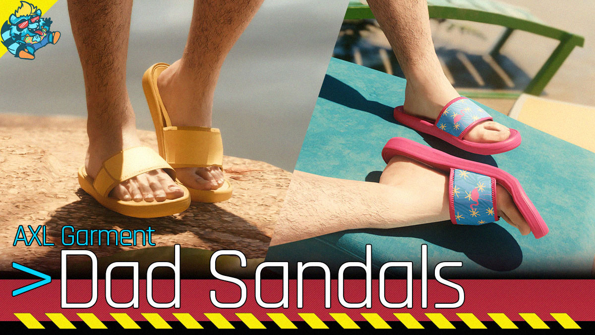 🦝 New Addition: Dad Sandals
#Cyberpunk2077 #Mod 

Conversion of my old Dad Sandals to AXL! 
For #MascV and #FemV - GS enabled

Classic pack + Tropical pack 🌴

▶️ On Nexus
nexusmods.com/cyberpunk2077/…