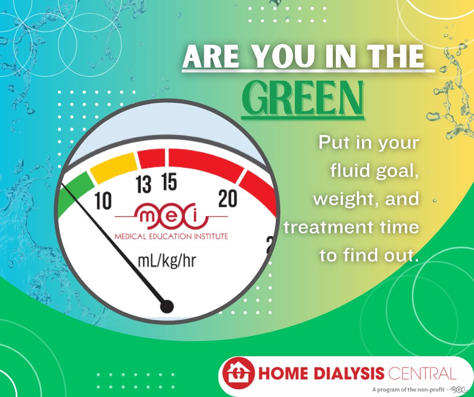 Are you in the green? Pulling water out of your blood at dialysis is “ultrafiltration' (UF). A safe UF rate (UFR) for HD is gentle—and you may feel well after a treatment. Our award-winning UFR calculator is free to use to help you stay in the green. homedialysis.org/home-dialysis-…