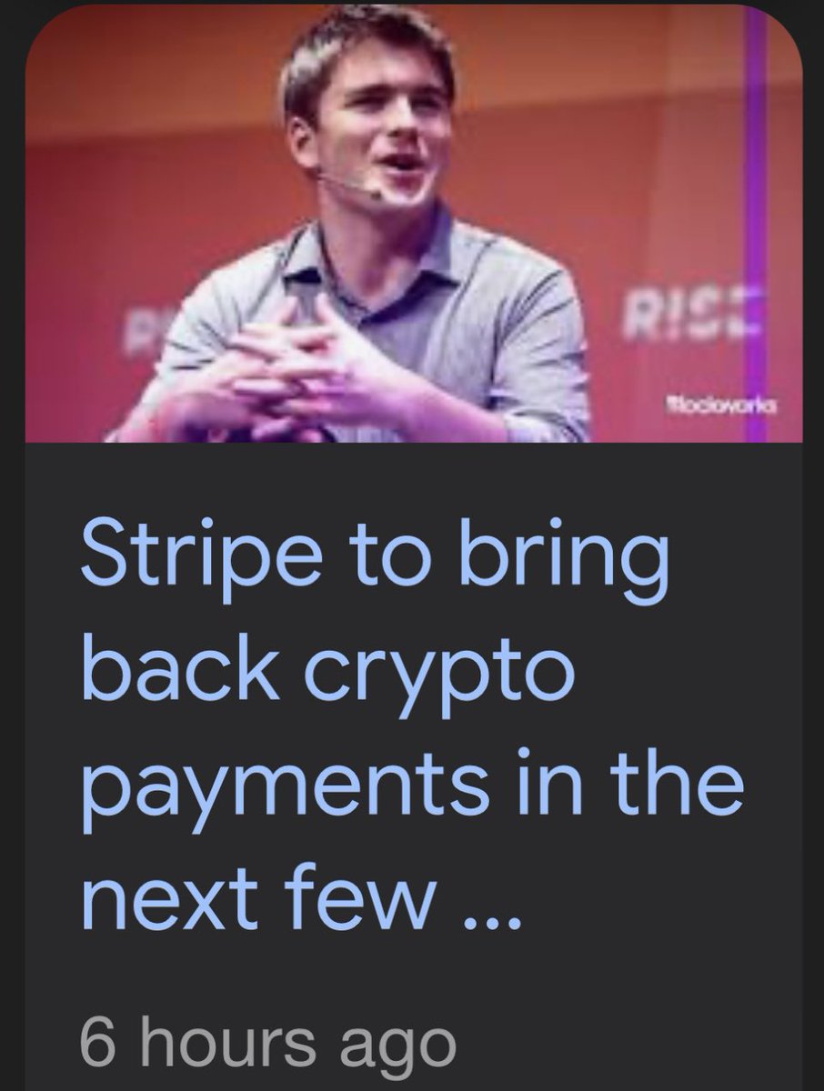 Stripe to bring back crypto currency payments “We’re excited to announce that we’re bringing back crypto as a way to accept payments, but this time with a much better experience,” The feature will be available later this summer.