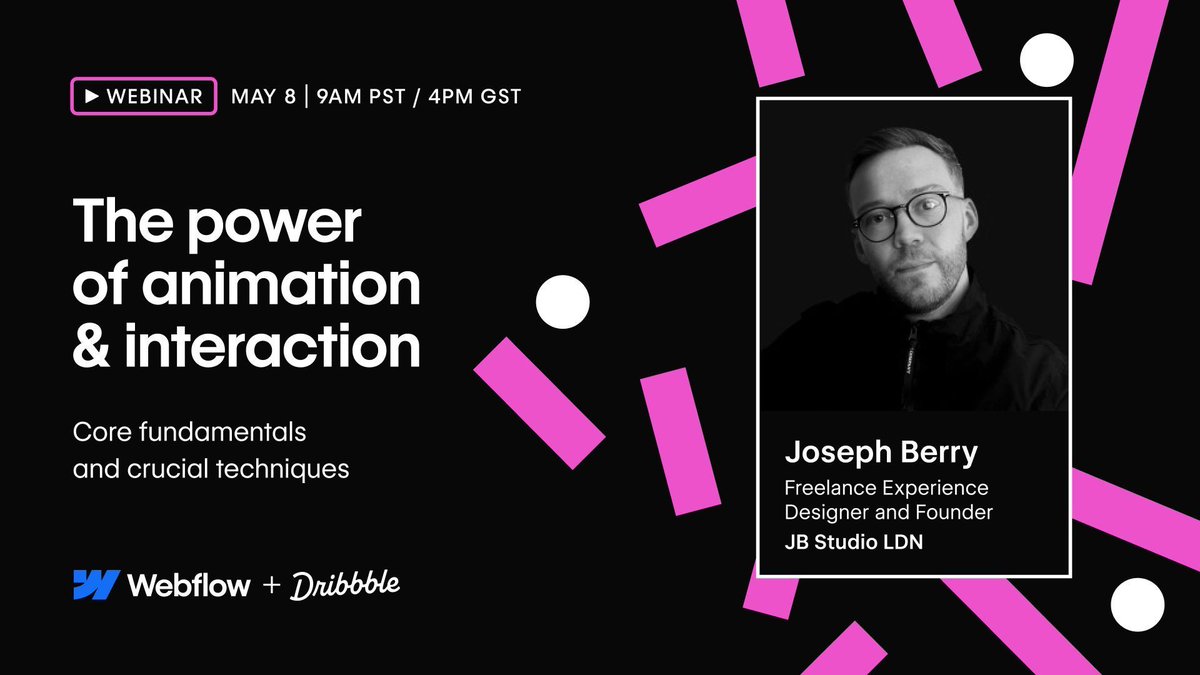 Animation & interactions can help bring simple web projects to life in meaningful & exciting ways ✨ Join us on May 8th for a FREE webinar to learn about the core fundamentals of animation, courtesy of our friends at @Webflow! Register today: buff.ly/3QkDx0v