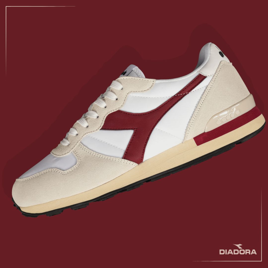 casualclassics's tweet photo. New in, Diadora Moses Cam trainer in crisp white nylon, burgundy stripe and vintage sole unit. Taking a stunning retro shoe and giving it a refreshed update. Get the look here: https://t.co/IBrEvrG6jT #diadora #edmoses #retrotrainers https://t.co/PaMKWnTmx9