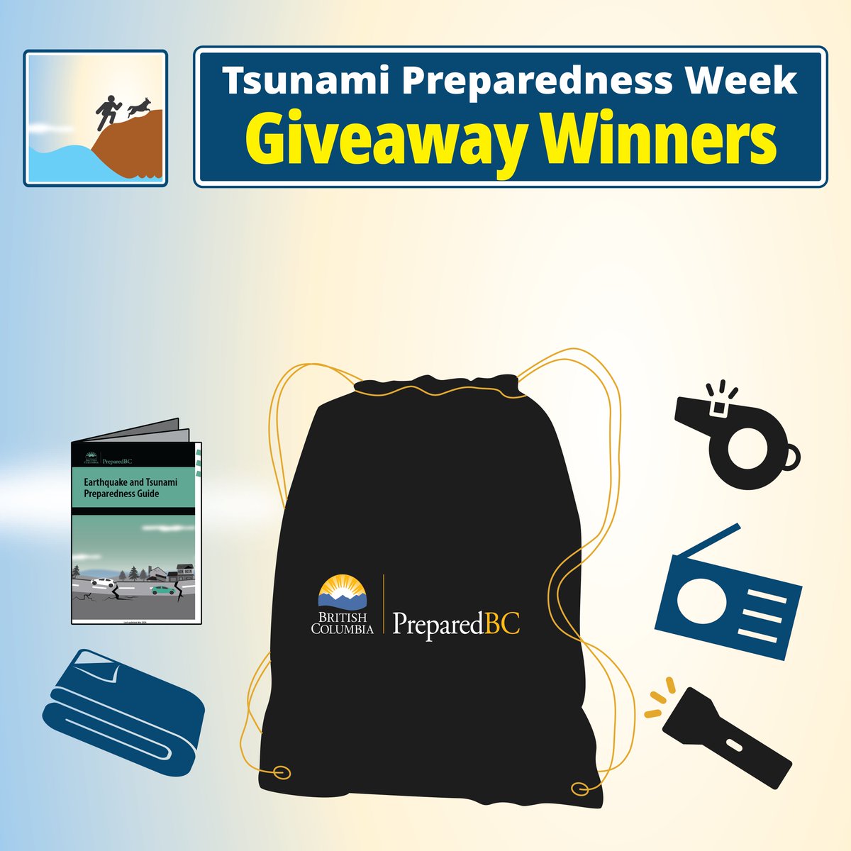THANK YOU to all who participated in our Tsunami Preparedness Week giveaway for a chance to win a starter grab-and-go bag 🌊 We had more than xx contest entries. After doing a random draw, we’ve now sent private messages to all winners. Learn more: PreparedBC.ca/tsunamis 👈