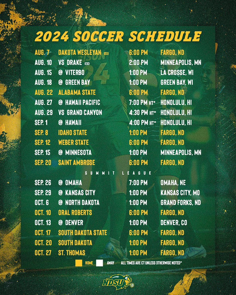 𝙈𝙖𝙧𝙠 𝙮𝙤𝙪𝙧 𝙘𝙖𝙡𝙚𝙣𝙙𝙖𝙧𝙨! 🗓️ The 2024 fall schedule is here! - 18 regular season games - 9 games at Dacotah Field - 8 league games - Non-conference games in Wisconsin, Hawaii and Minnesota 📰: bit.ly/3xT3cak