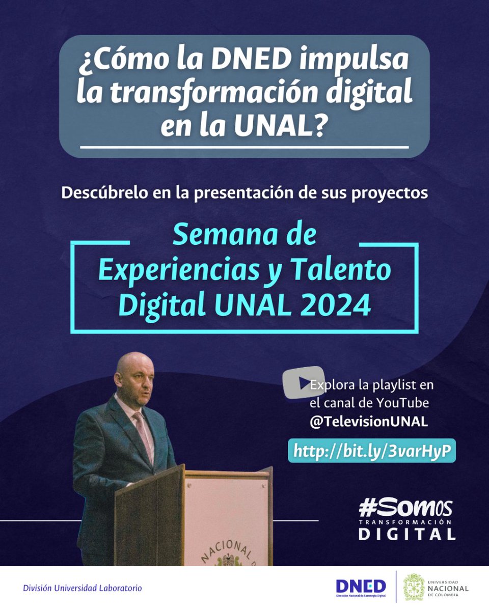 ¡Cambio digital en marcha! Descubre cómo los proyectos de la @DNEDUNAL están cambiando a la @UNALOficial. ¡Mira las presentaciones completas en @TelevisionUNAL! Playlist completa aquí: bit.ly/3varHyP | #SomosTransformaciónDigital