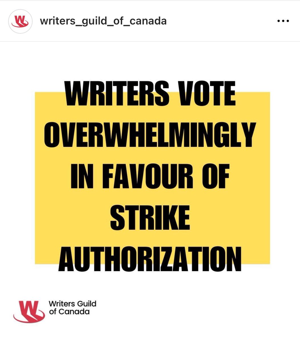 We continue to stand in solidarity with our sibling union @WGCtweet in their fight for labour fairness. WGC members voted 96.5% YES in the first strike authorization vote in the Guild’s history – a resounding show of support from their members in this fight!   #WGCStrong #canlab