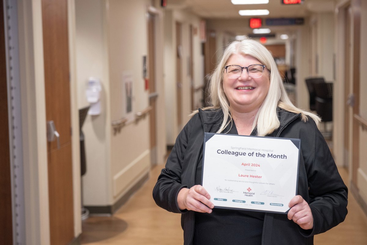 Congrats Laure Hester, unit secretary & SMH Colleague of the Month! Laure is considered the cornerstone of her floor. She prioritizes patient safety, ensuring fall risk patients have appropriate footing on, and she makes sure fall risk signs are noticeable outside patient rooms.