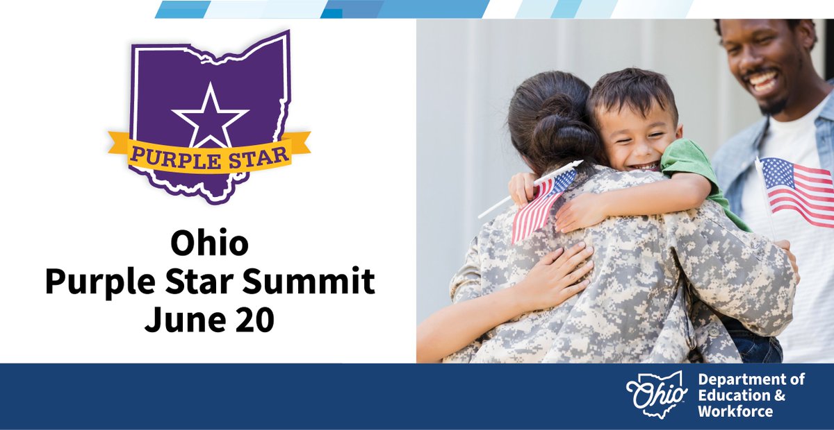 Looking for resources to support military-connected students? Check out the Purple Star Summit. The event will provide professional development centered on students in military families.

📍 June 20 at Big Walnut HS in Sunbury

⇨ education.ohio.gov/Media/Ed-Conne… #MonthOfTheMilitaryChild