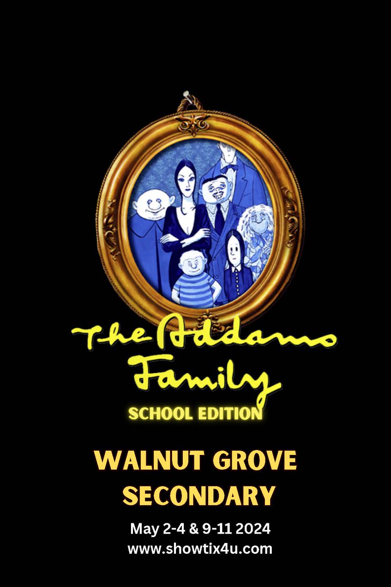 The District’s season of theatre continues with Walnut Grove Secondary’s newest production, The Addams Family, which will run from May 2-4 and again from May 9-11. For tickets, visit ow.ly/16jc50RnC2q and search ‘Walnut Grove Secondary.’ #MySD35Community