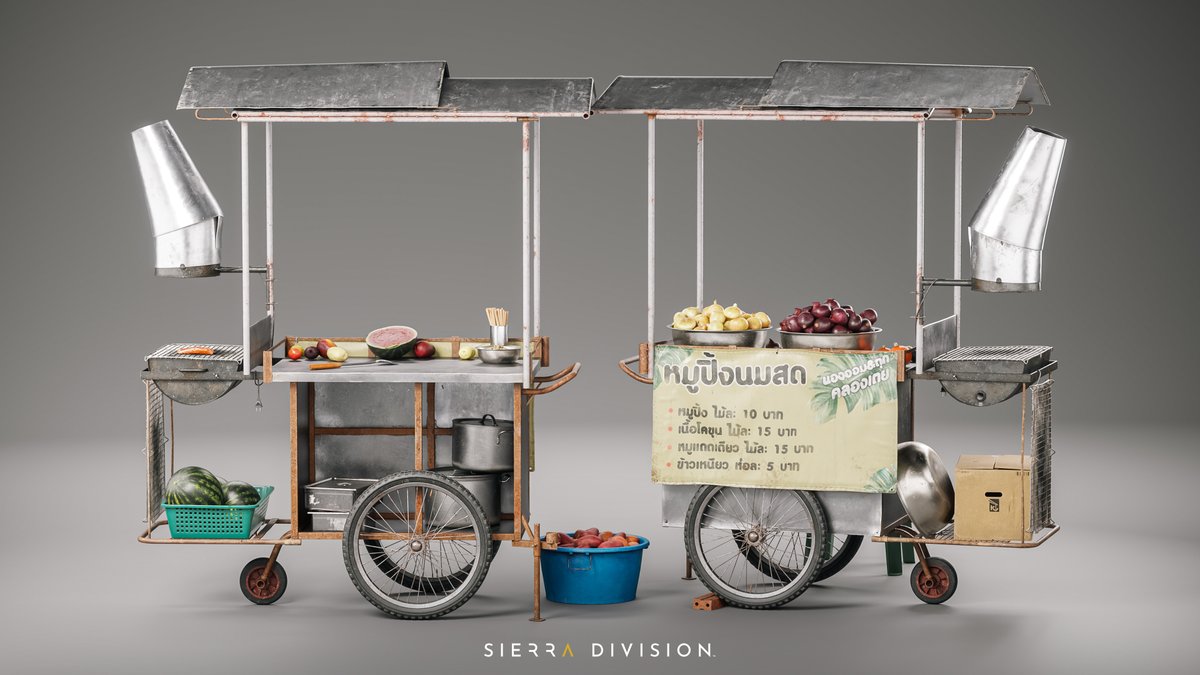 We would not have been able to achieve a high level of realism without great references! Read our blog to learn all about how an incredible trip to Thailand inspired Street Food Carts and how our studio tackled this project: sierradivision.com/blog-post/from… #3dart #3dmodeling