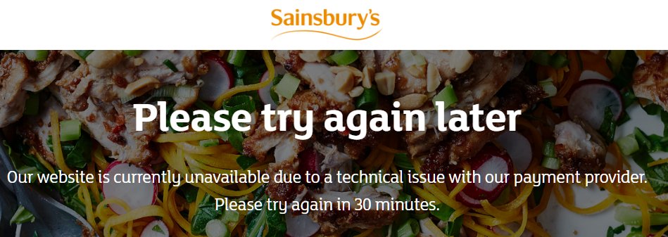 solmanUK's tweet photo. @sainsburys seriously, how crap can you be? not again! #shiteIT #aws #CustomerServiceFail https://t.co/n2x7yZzjRB