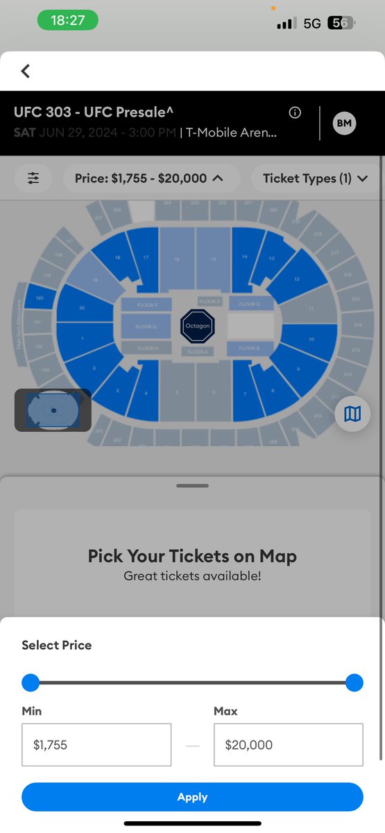 Beibhinnmd96's tweet photo. Hahaha cheapest seat available for one ticket 3k+ good luck! #UFC303 🤮 https://t.co/LQSNzZhImd
