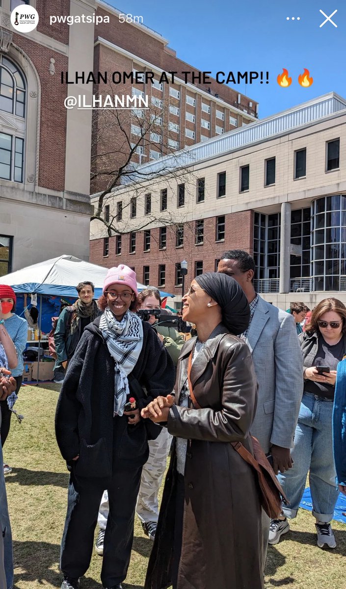 Ilhan Omar shows up at the Columbia University Liberation Encampment alongside her daughter Isra Hisri, who was suspended just days ago. The Democrat congresswoman was seen laughing and smiling as she joined the protesters. Her activist daughter, was expelled from the $90,000