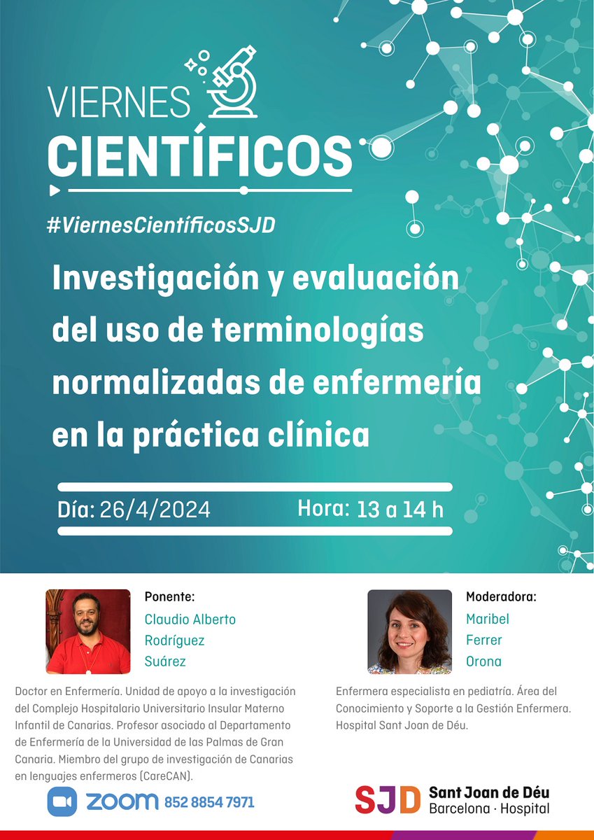 Las terminologías normalizadas,representan un lenguaje basado en la práctica y la ciencia de la Enfermería. De ello nos hablará Claudio Alberto Rodríguez Suarez #ViernesCientíficosSJD y aprederemos juntas! @ROSAMARIACARMO1 @SCBInfermeria @EnfSaludDigital @ULPGC @enerevenfermera