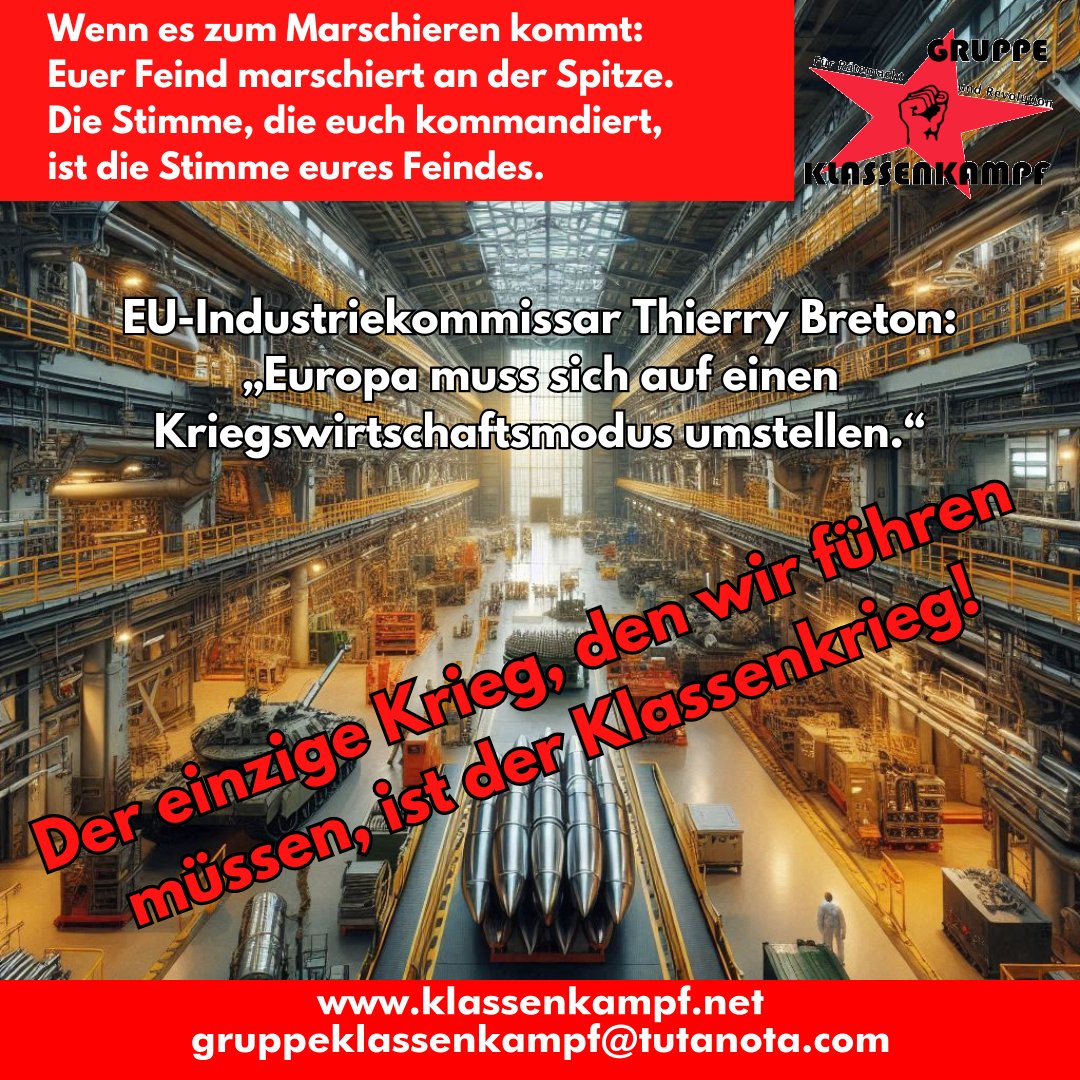 Gerade vor dem 1. Mai sollten wir an die antimilitaristischen Traditionen der revolutionären Arbeiter*innenbewegung erinnern. Denn die Imperialist*innen rüsten wieder zu neuen Kriegen. Der Hauptfeind steht im eigenen Land! #revolutionärerantimilitarismus #klassenkampf