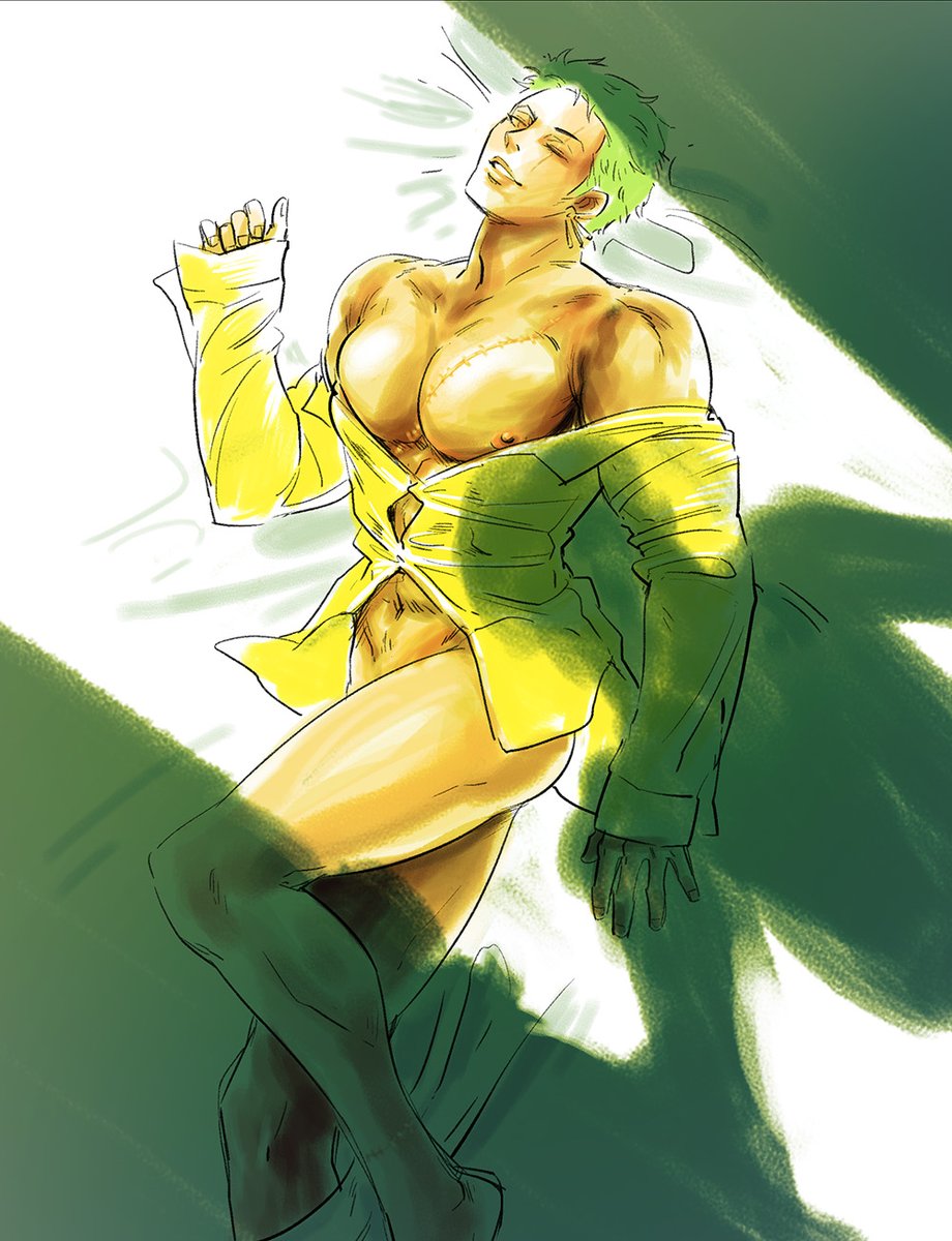 self indulgent late night sketch. The yellow shirt fighting for its life 🐯⚔️ Squint for the Lawzo □ゾ ☺️