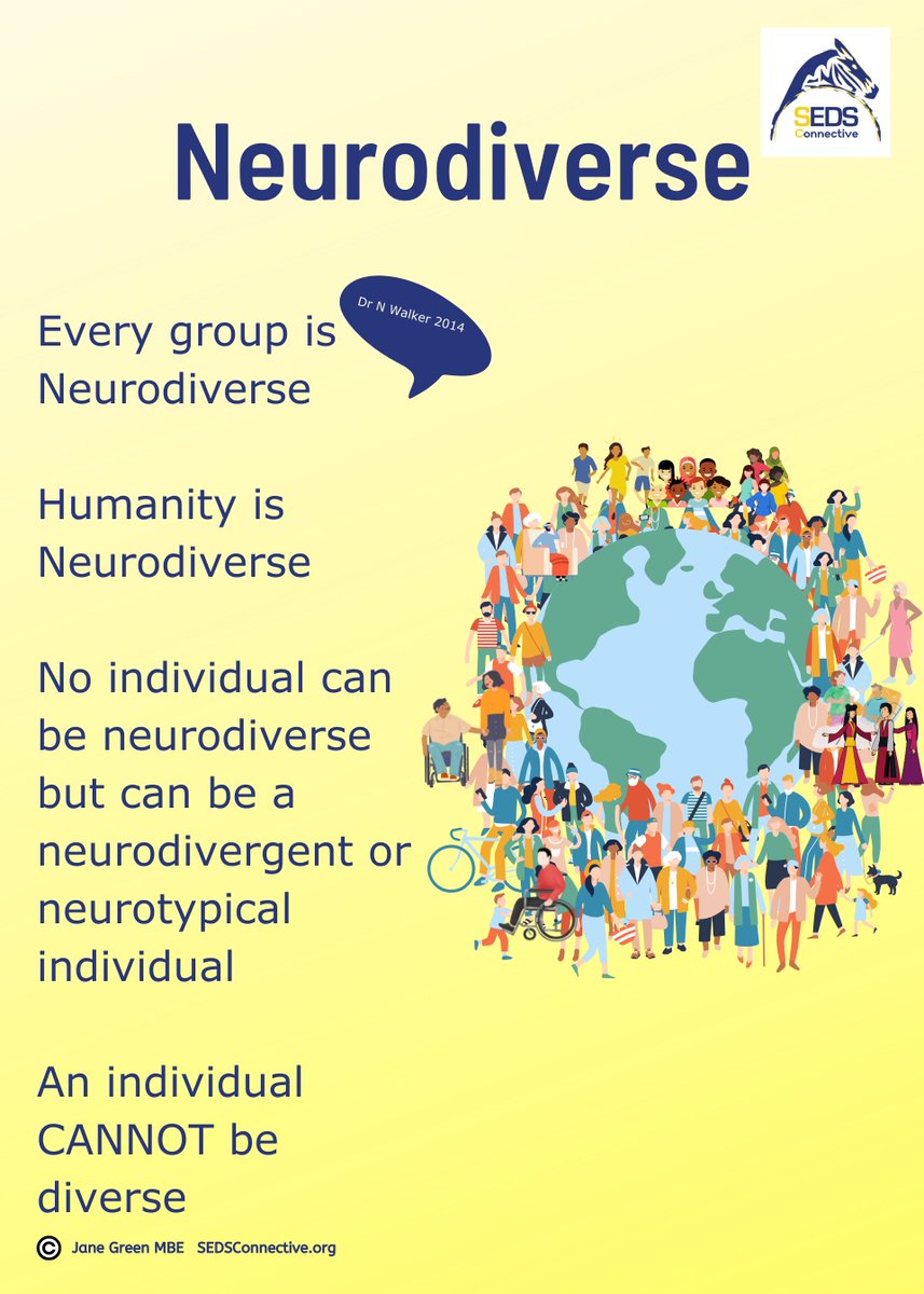 📢Humanity is neurodiverse Every group is neurodiverse (unless all clones?) No individual can be neurodiverse