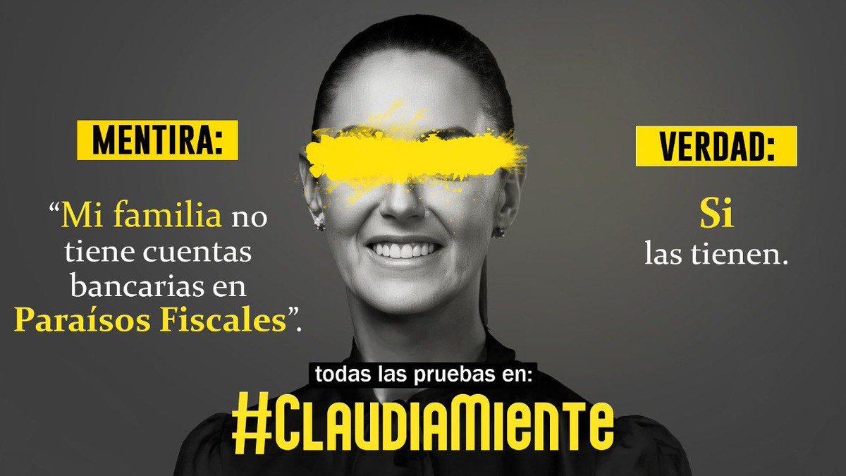 ResistenciaCMx's tweet photo. . @Claudiashein primero dijo que su familia no tiene cuentas bancarias en paraísos fiscales y después dijo que si.

Acepto su mentira.

#ClaudiaMiente https://t.co/VAJ1IB7adW
