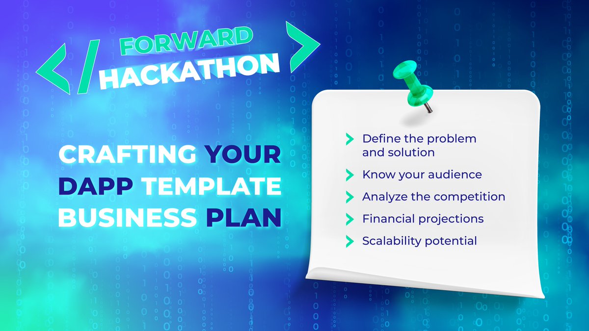 #ForwardHackathon Takeaways 🔖 Developers! As you design your dApp templates, remember that a solid business plan is critical to success! 🌱 How To Get Started: - Define the Problem & Your Solution: What problem does your dApp solve? - Target Audience: Tailor your template to…
