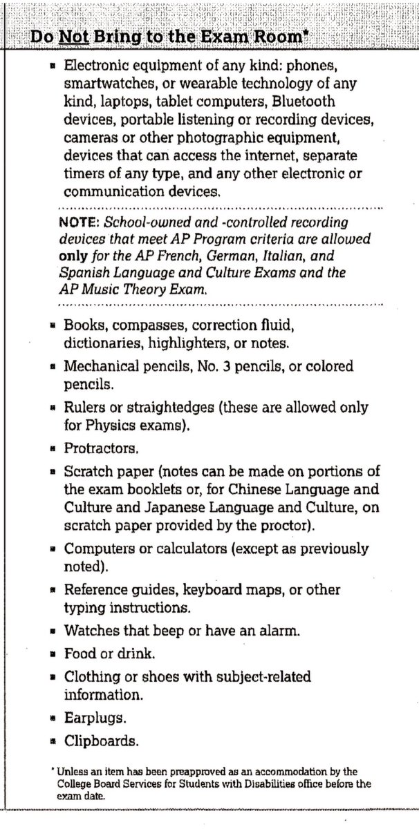 ReisingP's tweet photo. College Board AP testing is around the corner. @wsfcs @CCMediaCenter1 check out these reminders of do and don't for testing. https://t.co/u7QRLF5mVX