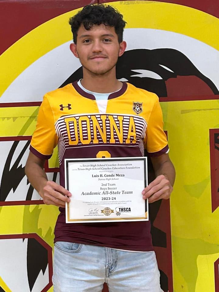 Congrats to DHS Varsity Redskin soccer player Luis Conde Meza for being selected to the 2nd Academic All-State Team by the Texas High School Coaches Association and the Texas High School Coaches Education Foundation! Your hard work on the field and in the classroom has paid off.