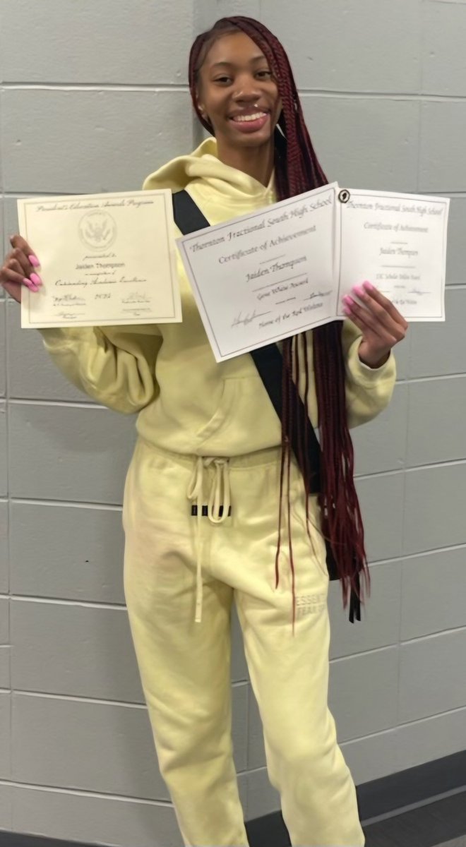 Congratulations to our captain <a href="/jaidencaprice/">Jaiden Thompson💚</a> on her awards for academic achievement 3.5 gpa or higher, SSC 3.5 and higher, and the Gene White award.  

<a href="/TFSo_Athletics/">T. F. South Athletics</a> <a href="/TFSRedWolves/">TF South High School</a> <a href="/ssuburbanhoops/">Southsuburbanhoops</a> <a href="/SouthtownSports/">SouthtownSports</a> @LansingILNews <a href="/PGHIllinois/">Prep Girls Hoops Illinois</a> @VossPreps  <a href="/mikeclarkpreps/">MikeClarkPreps</a>