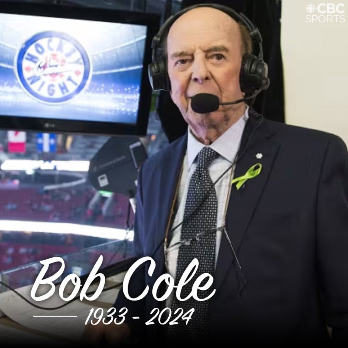 Legendary Hockey Night In Canada broadcaster Bob Cole has passed away at the age of 90 🕊️🙏