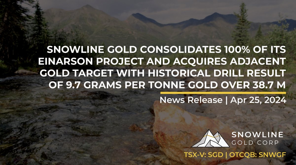 📢NEWS RELEASE | We are thrilled to consolidate the Einarson Project and to acquire a full 100% interest in our Jupiter discovery alongside other promising targets,” said Scott Berdahl, CEO & Director of Snowline. $SGD $SNWGF Read the full release: tinyurl.com/yy22stuh