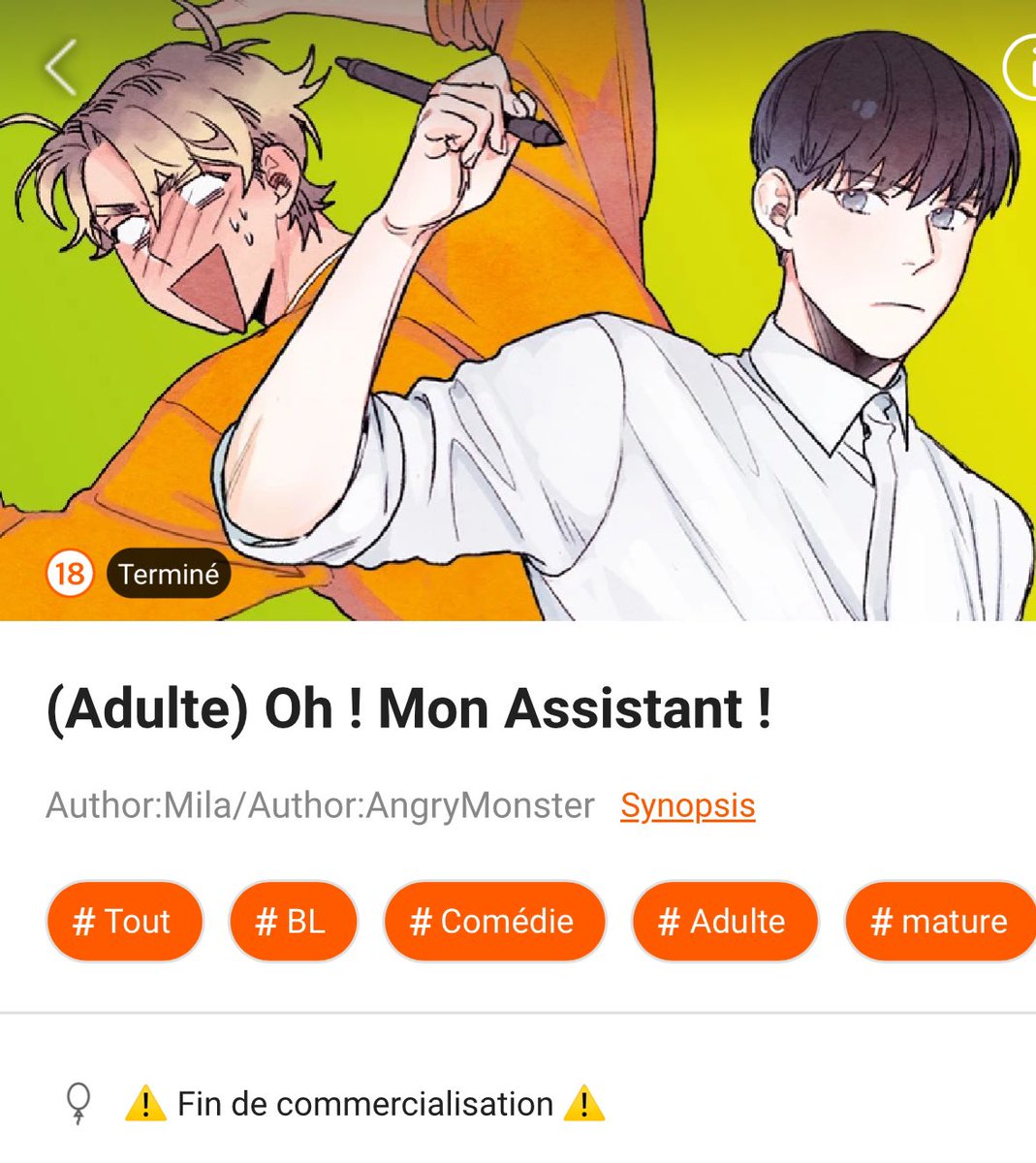 ClaraoftheNight's tweet photo. ⚠️Fin de commercialisation⚠️
✨Oh ! Mon Assistant ! (Adulte et Tout Public)✨
🗓️Le 7 mai
📍Delitoon
Il n’y a pas de promo pour la fin de commercialisation 🤔
#Delitoon https://t.co/q8Bs2BXB5H