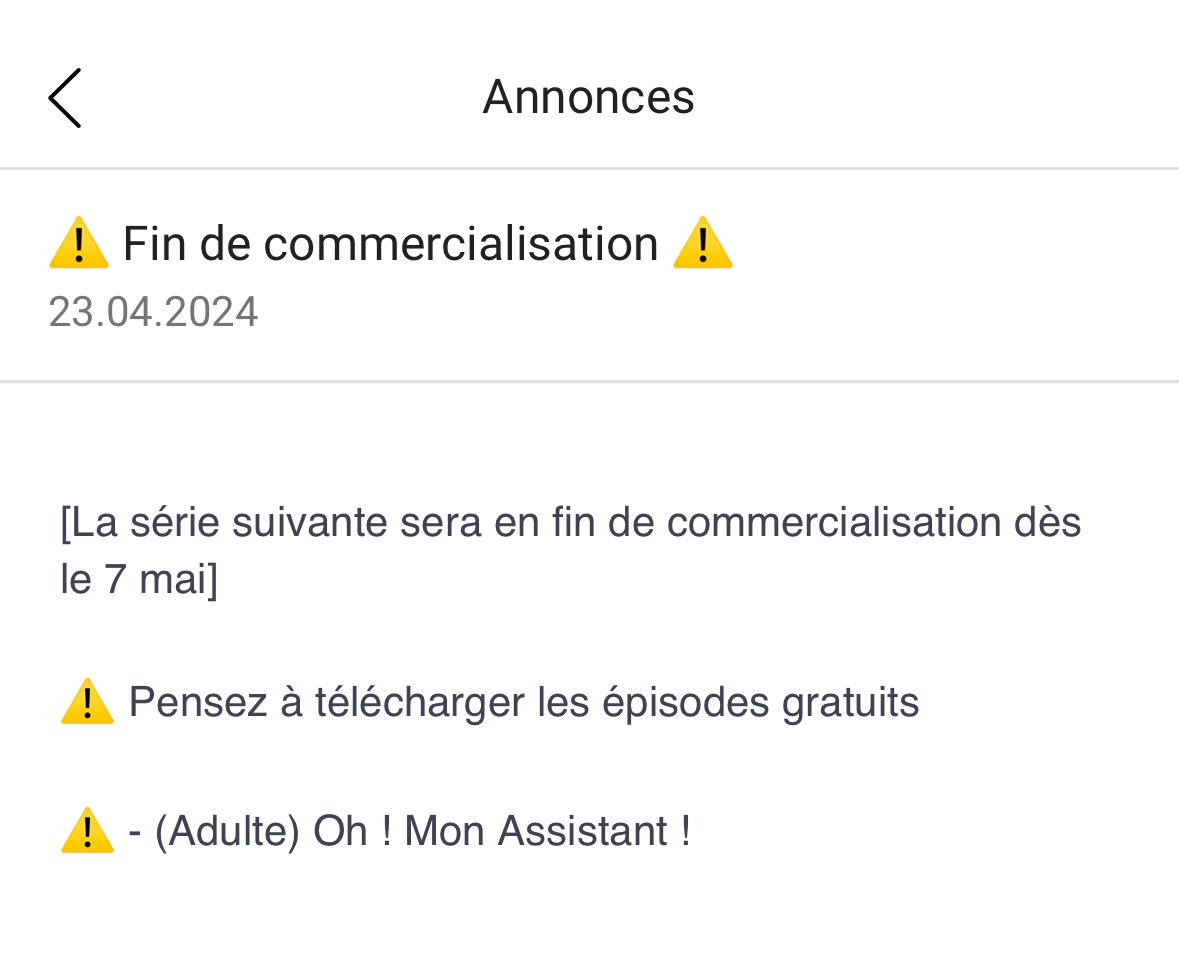 ClaraoftheNight's tweet photo. ⚠️Fin de commercialisation⚠️
✨Oh ! Mon Assistant ! (Adulte et Tout Public)✨
🗓️Le 7 mai
📍Delitoon
Il n’y a pas de promo pour la fin de commercialisation 🤔
#Delitoon https://t.co/q8Bs2BXB5H