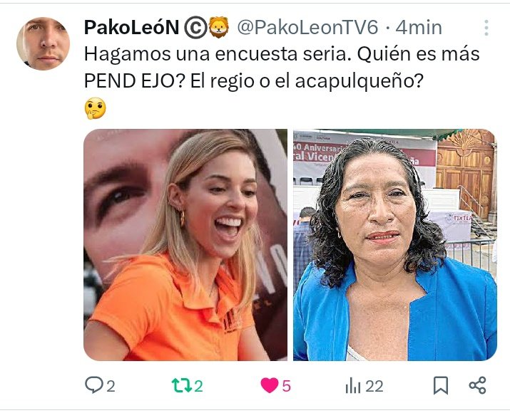 Nuevo Leon es uno de los 3 estados mas importantes del país (Sin menospreciar a los demas)  No es posible que permitan que los sigan gobernando éstos mensos pdejos!  Uds. Eligen!

Encuesta seria
Quién es más pndjo el Nuevo Leones o el Acapulqueño?