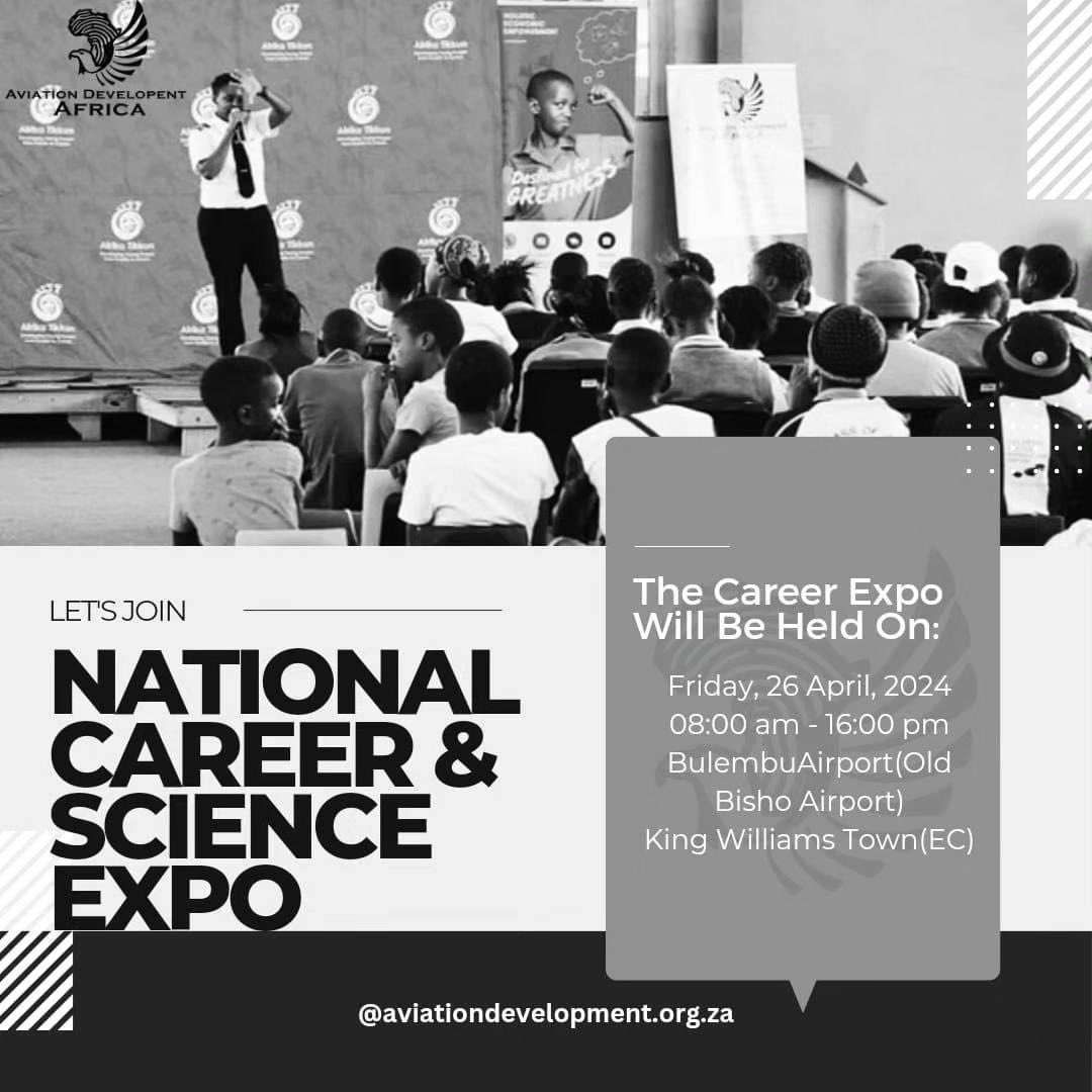 A380Capt_Tumi's tweet photo. Lets do East London tomorrow 😃

Excited to engage with the thousands of learners we going to see in King Williams Town with the team @Aviation_ADA 

#career #careerexpo #eastlondon #kingwilliamtown #southafrica #outreach #youth #pilot #aviation #bisho #airport https://t.co/eUz2ZBe9ku