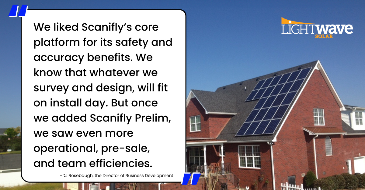 Quality-obsessed @LightwaveSolar boosts efficiency with <a href="/Scanifly/">Scanifly</a>'s  survey and design platform. Cut time on site and reduced revisions from sales to install. See how they're pursuing rapid growth with new technology: hubs.ly/Q02t_lgP0