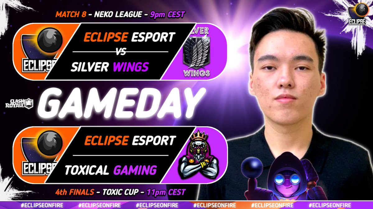 #CR || GAMEDAY🟠🟣 🏆 | @neko_league 🆚 | @SilverWings_es 🕘 | 9pm 🇫🇷 🏆 | @ToxicCup3 🆚 | @ToxicalGamingGG 🕘 | 11pm 🇫🇷 Two matches today ! Lets go Eclipse ! #EclipseOnFire