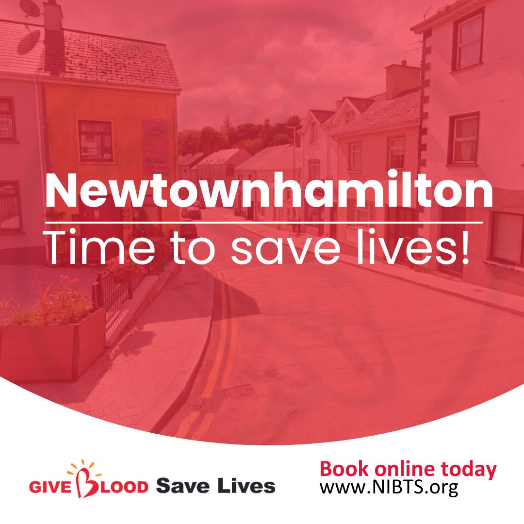 People of the #Newtownhamilton area, #NorthernIreland needs your help! Come #giveblood tomorrow in the Rural Hall, Dundalk Street, Newtownhamilton. NI needs 1,200 blood donors every week. That’s roughly 1 every 8 minutes. Save Lives Now - bit.ly/GiveBloodNI