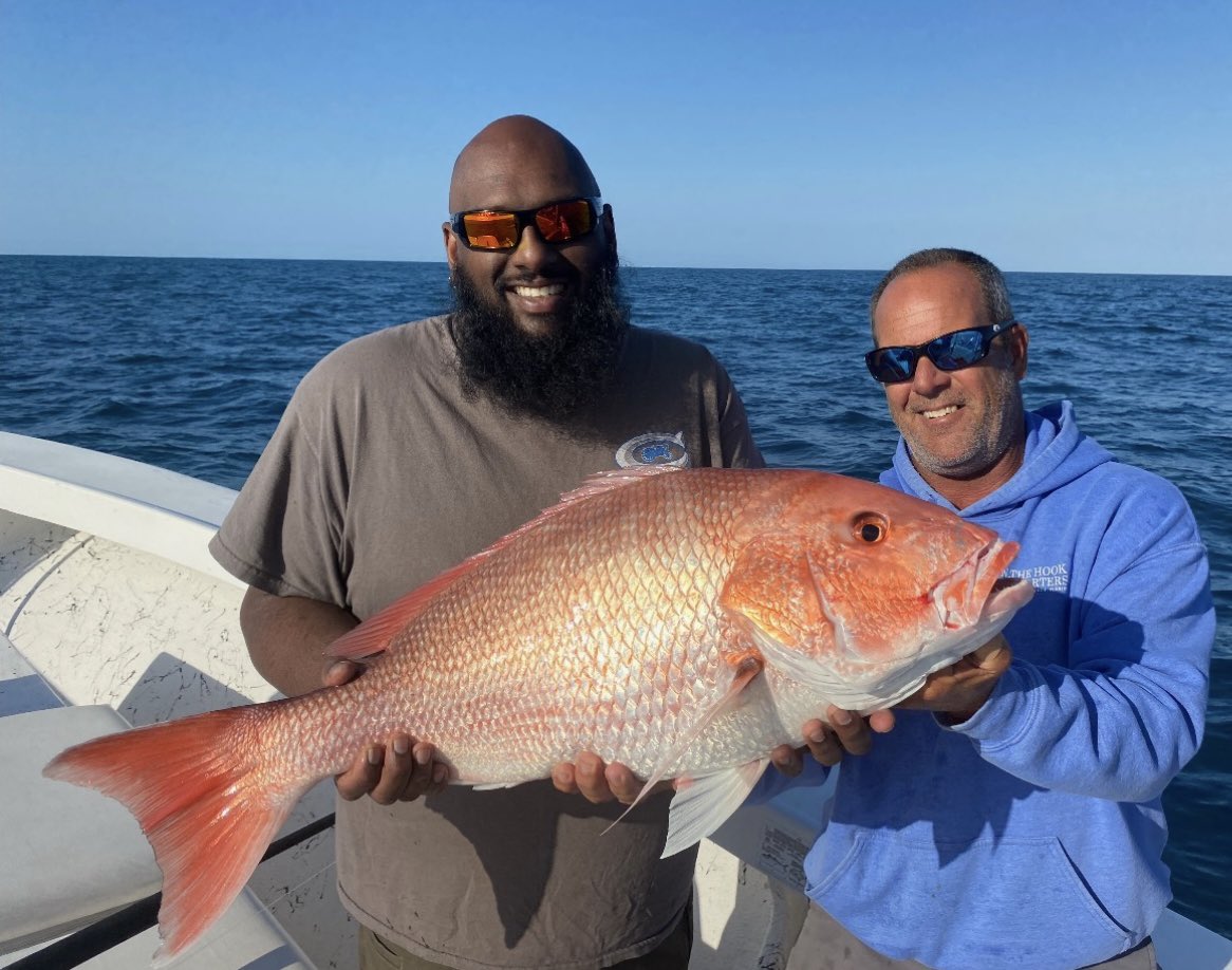 Hubby got the biggest red snapper of the day!