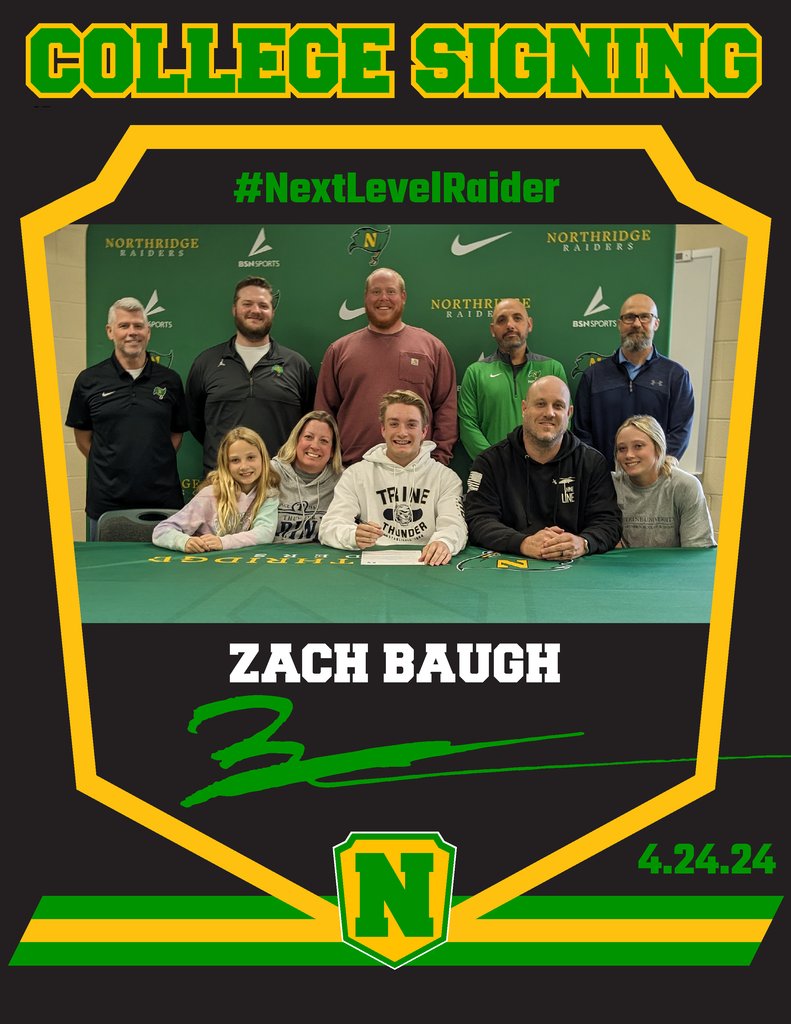COLLEGE SIGNING✍🏼

Zach Baugh🔰 
Football🏈
📍Trine University
#NextLevelRaider