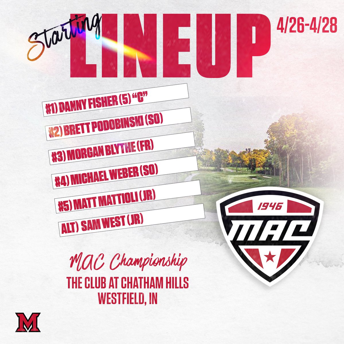 The RedHawks are ready to roll at the 2024 MAC Championship‼️ 

Tournament Preview: miamiredhawks.com/news/2024/4/25…